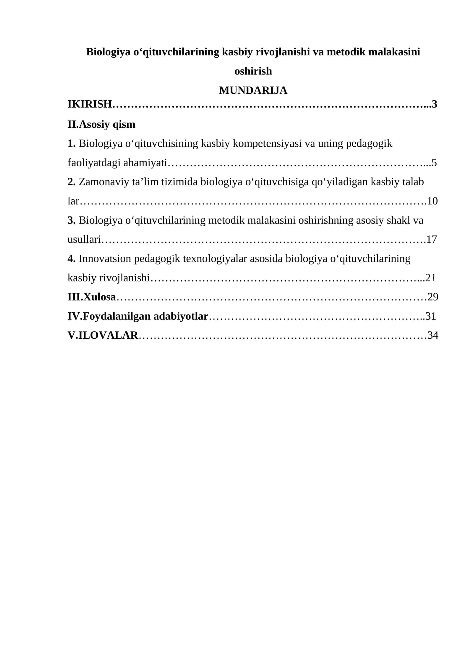 Biologiya oʻqituvchilarining kasbiy rivojlanishi va metodik malakasini oshirish