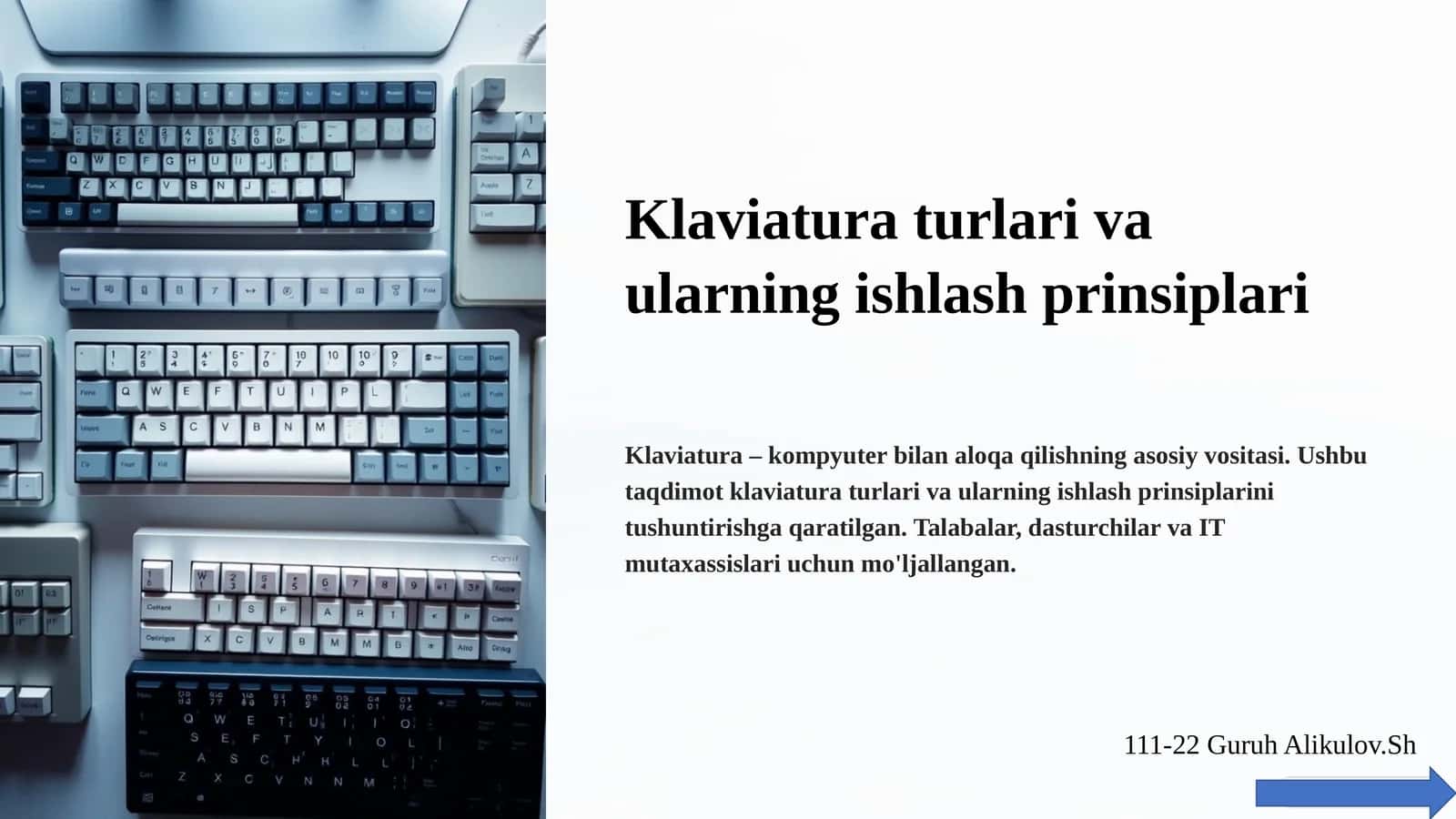 Klaviatura turlari va ularning ishlash prinsiplari