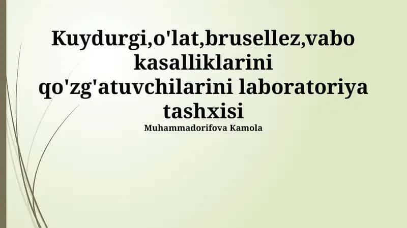Vabo, Brusellyoz va Vaxaning qoʻzgʻatuvchilarini laboratoriya diagnostikasi