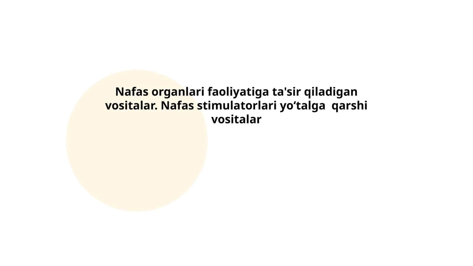 Nafas organlari faoliyatiga ta'sir qiladigan vositalar. Nafas stimulatorlari yoʻtalga qarshi vositalar