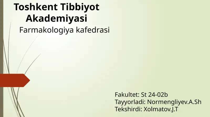 Parkinson kasalligini davolashda ishlatiladigan dorivostlar