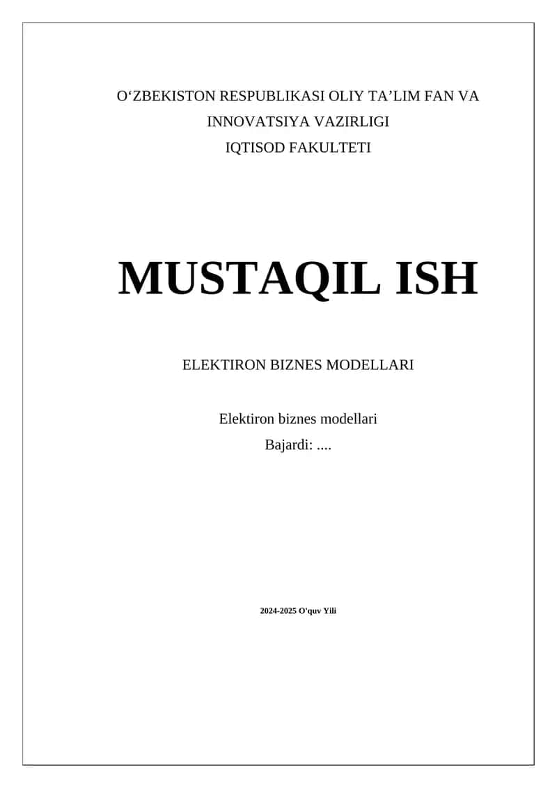 Elektiron biznes modellari