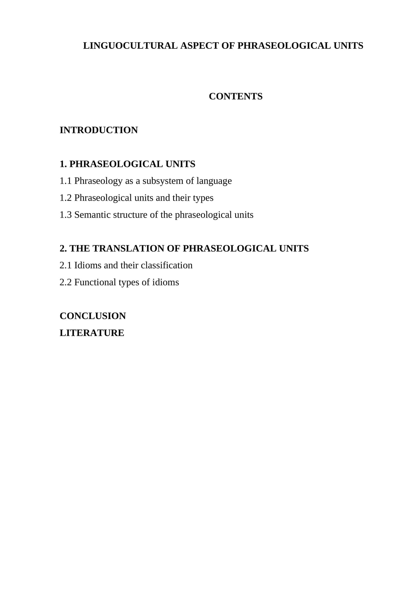 LINGUOCULTURAL ASPECT OF PHRASEOLOGICAL UNITS