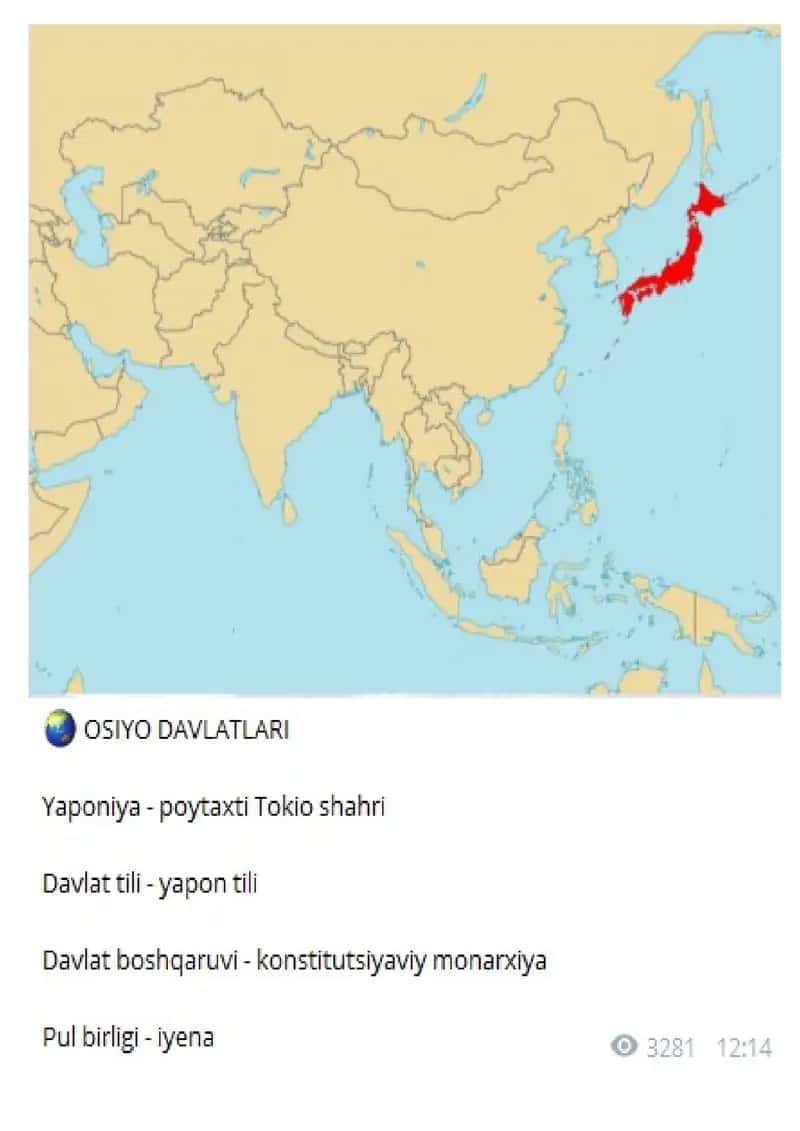 Osiyo davlatlari haqida ma'lumotlar