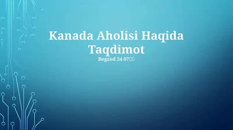 Kanada Aholisi Haqida Taqdimot