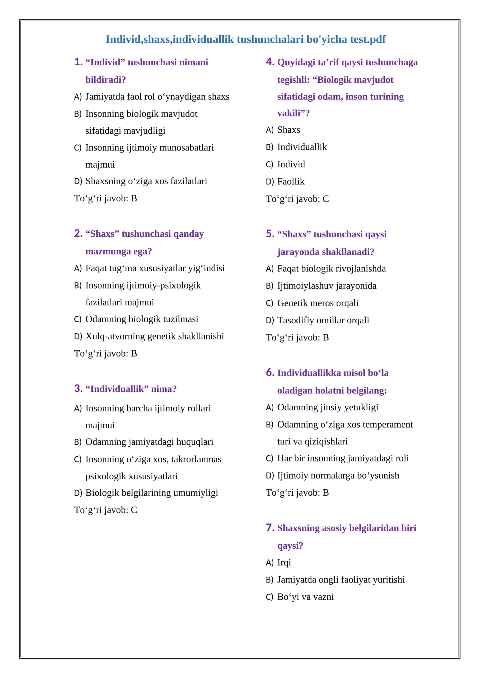 Individ,shaxs,individuallik tushunchalari bo'yicha test.pdf