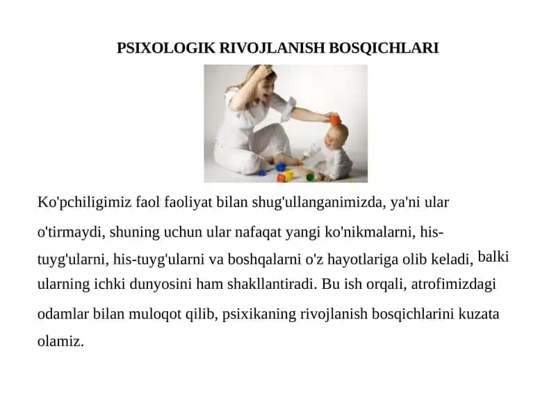 PSIXOLOGIK RIVOJLANISH BOSQICHLARI