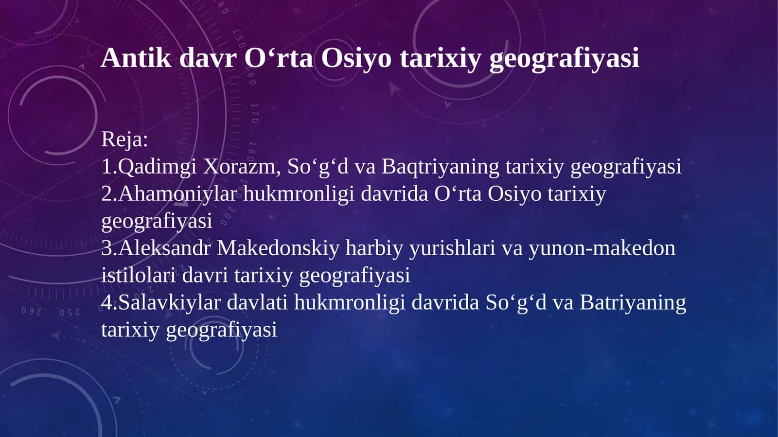 Antik davr O‘rta Osiyo tarixiy geografiyasi