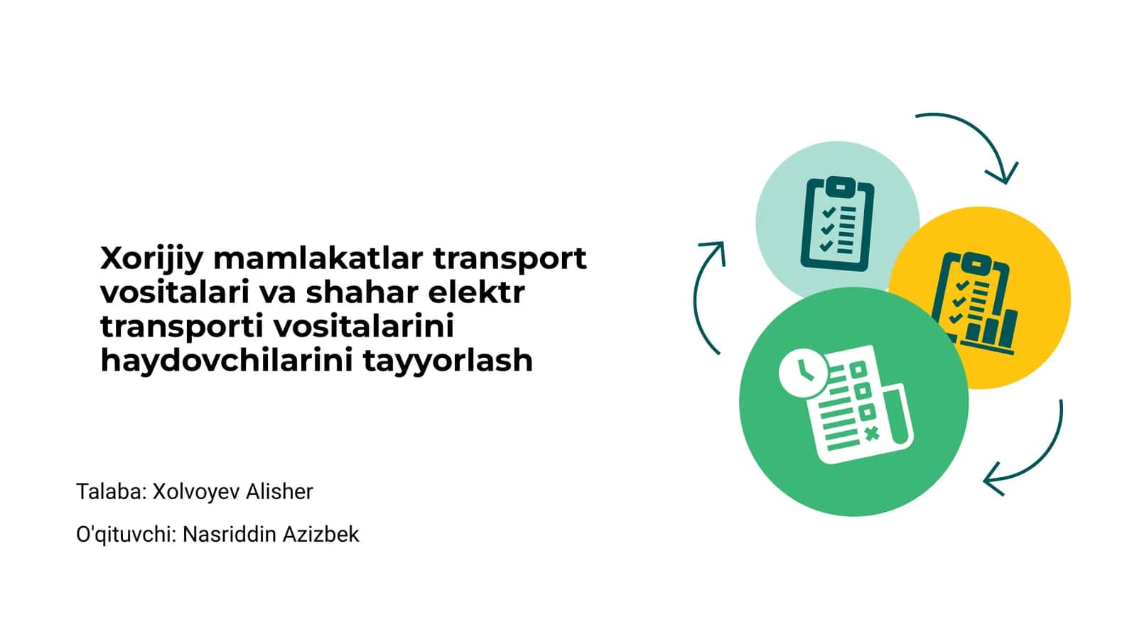 Transport vositalari va shahar elektr transporti haydovchilarini tayyorlash