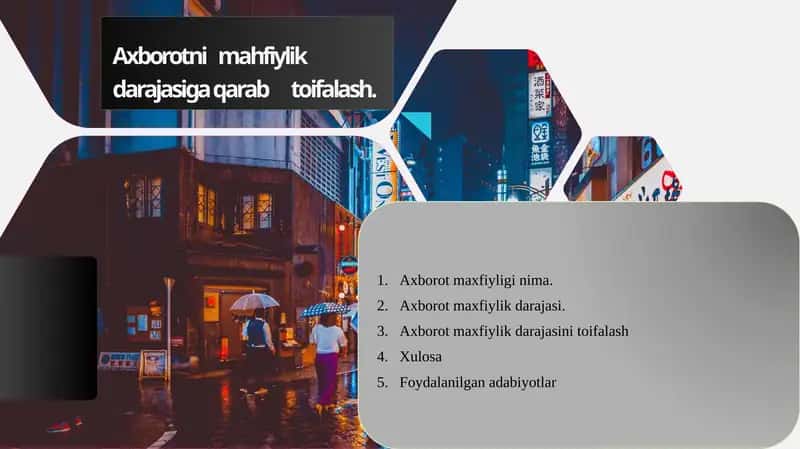Maxfiylik darajasi va saqlash