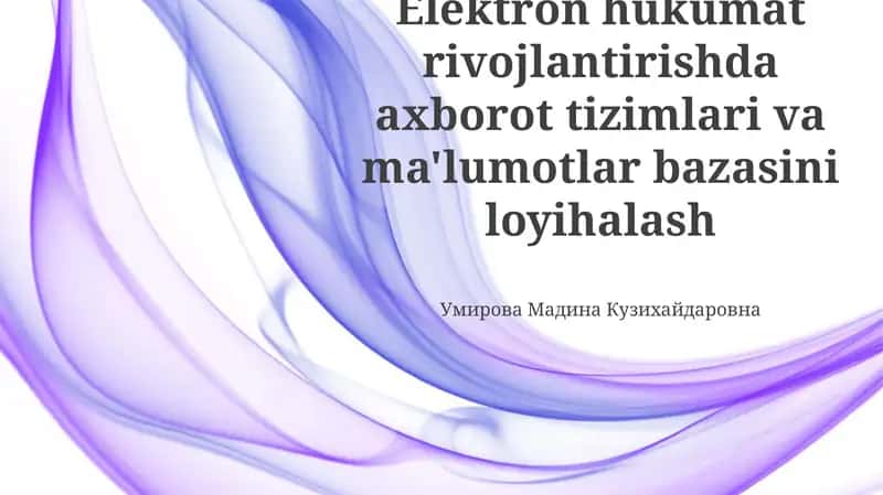 Elektron hukumat rivojlantirishda axborot tizimlari va ma'lumotlar bazasini loyihalash