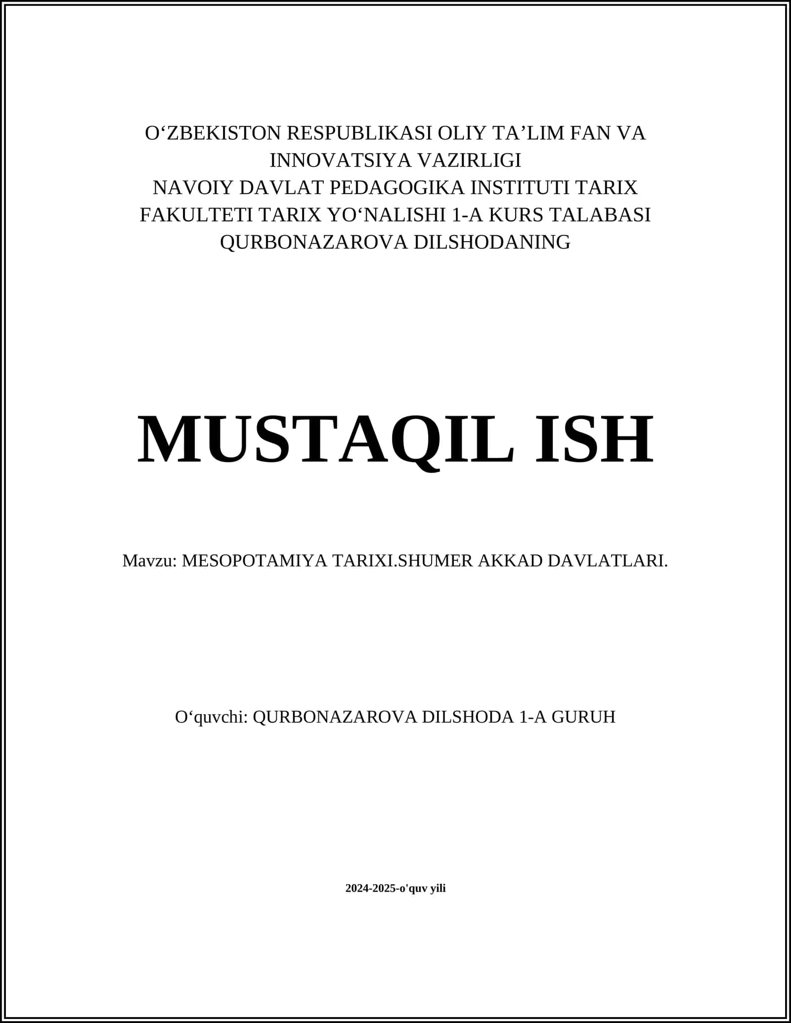MESOPOTAMIYA TARIXI.SHUMER AKKAD DAVLATLARI