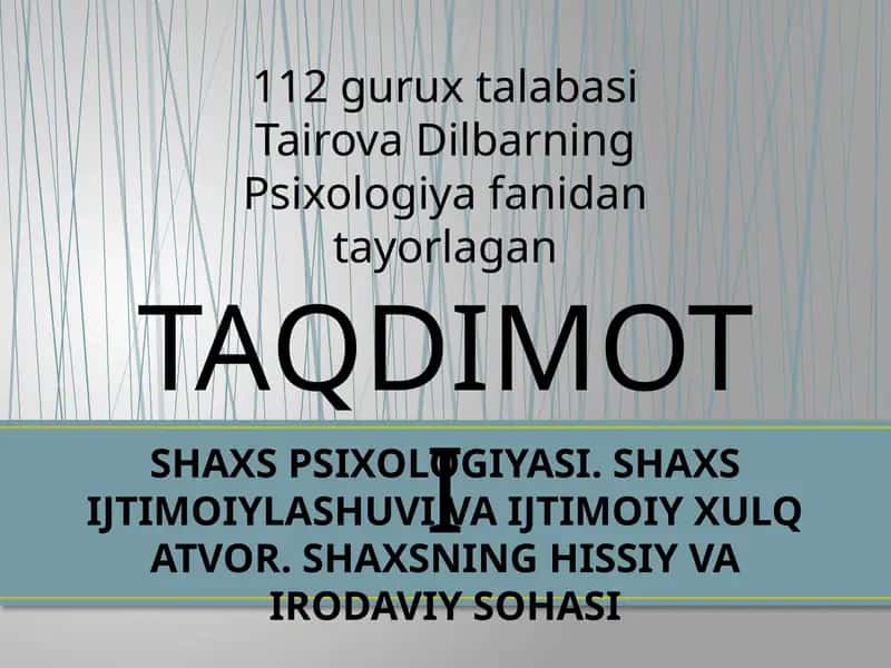 SHAXS PSIXOLOGIYASI