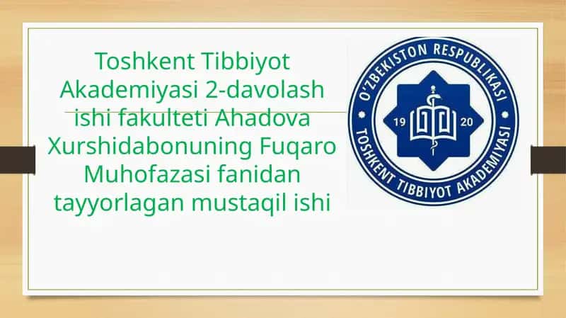 Tаbiiy, Texnogen, Ekologik va Ijtimoiy TUSDAGI FAVQULOTDA VAZIYATLARDA HAYOT FAOLIYATI XAVFSIZLIGI VA FUQARO MUHOFAZASI