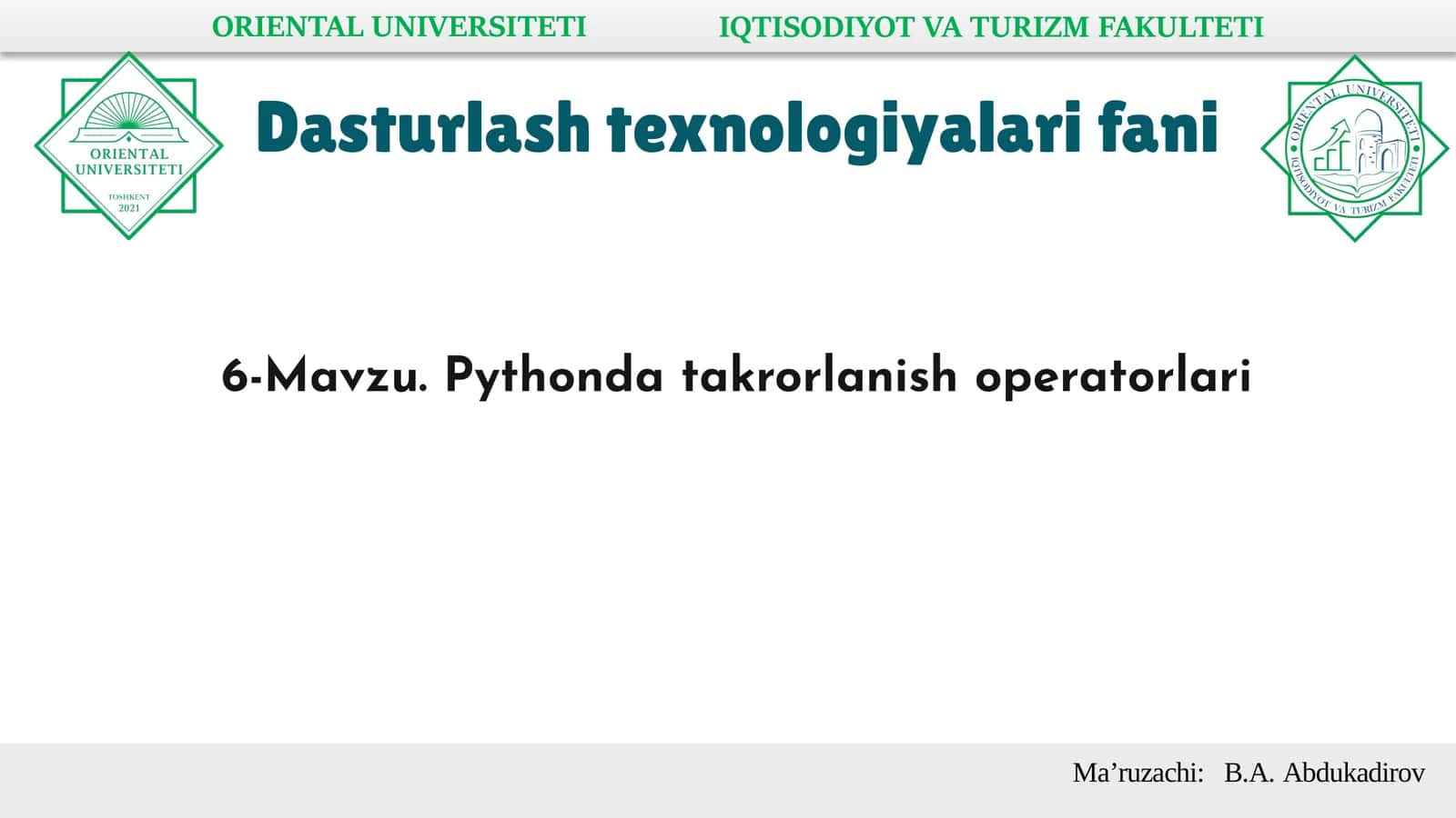 Pythonda takrorlanish operatorlari