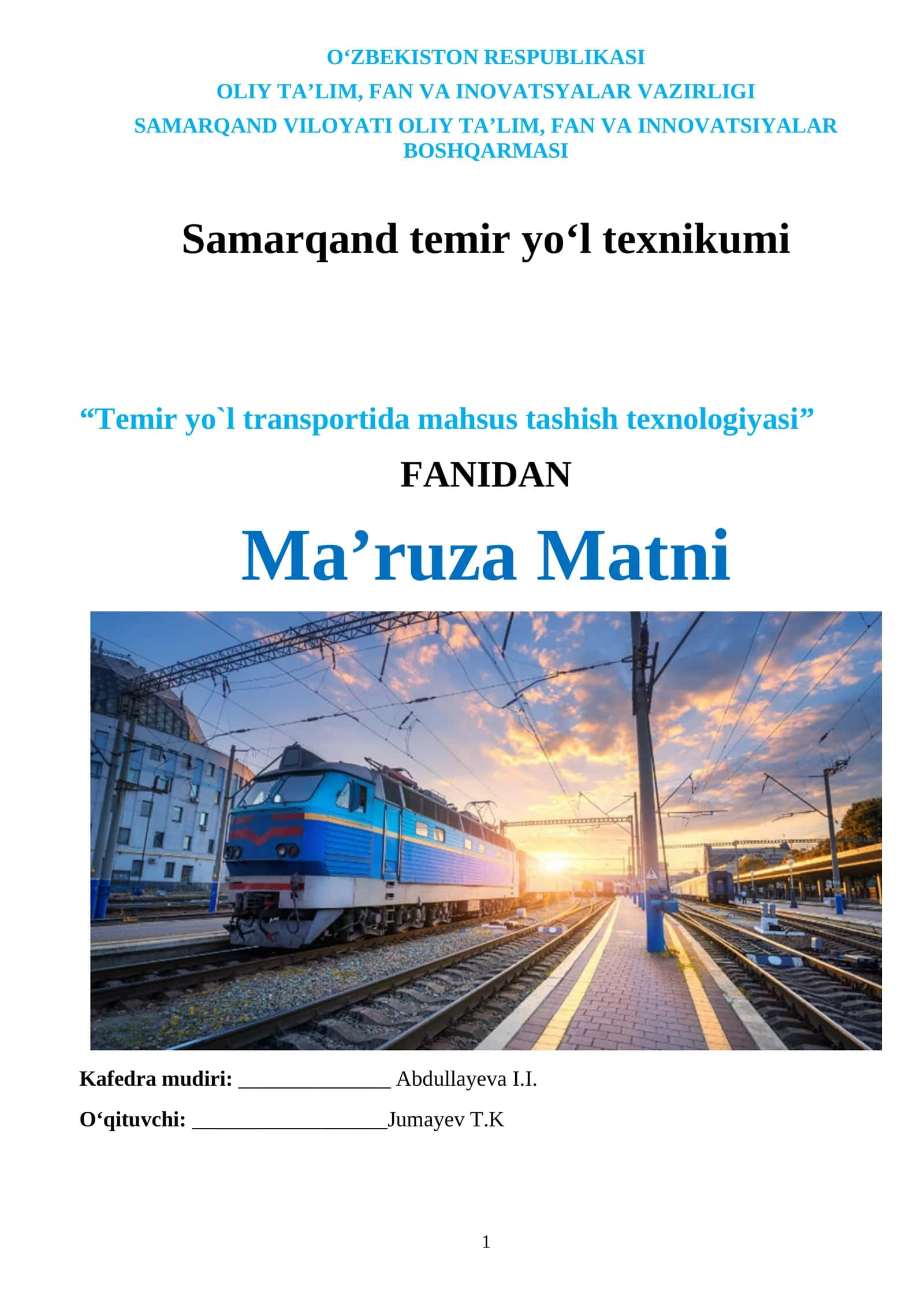 Temir yo‘l transportida mahsus tashish texnologiyasi