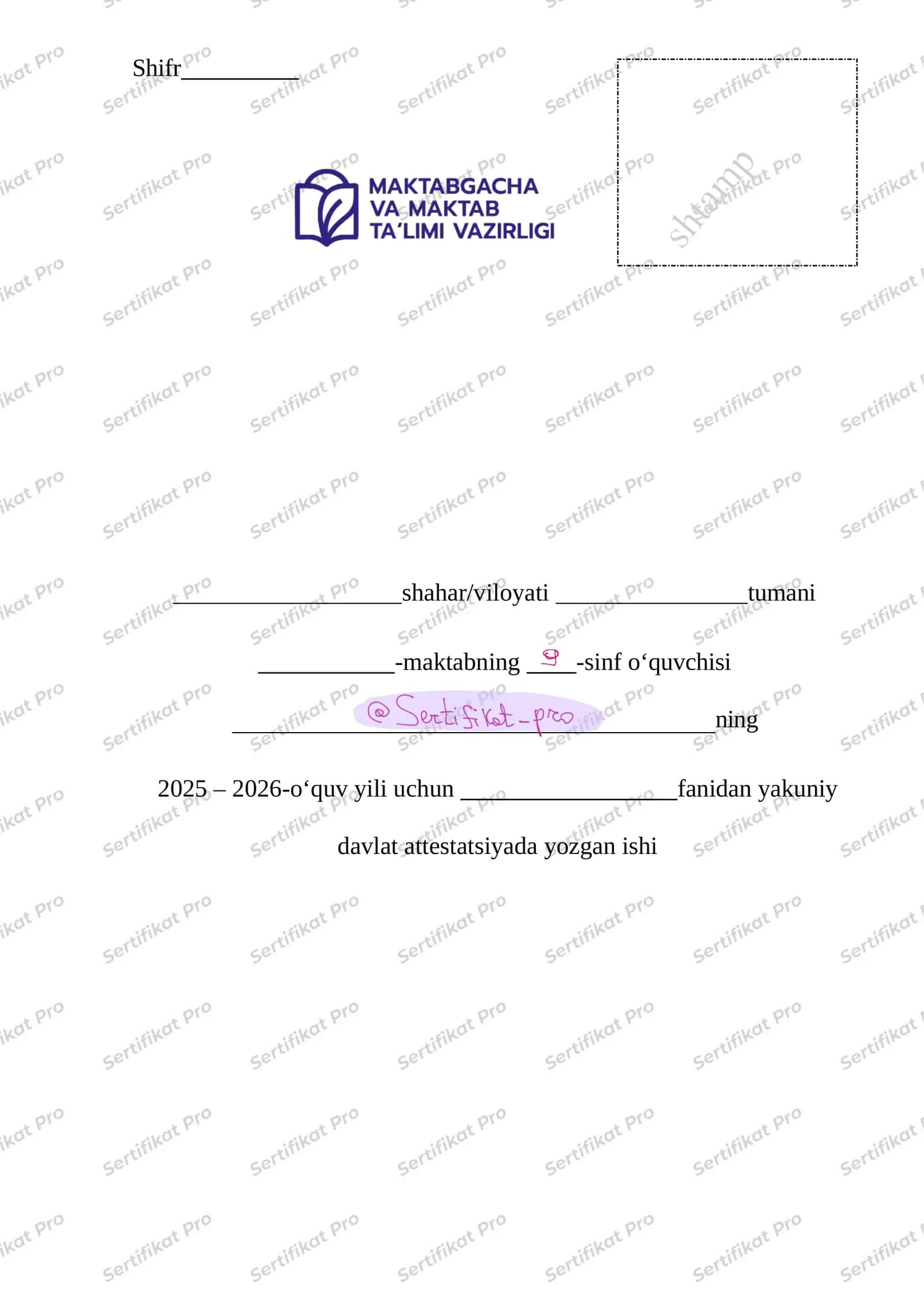 9-Sinf 10-variant orginal matematika imtihon javoblari