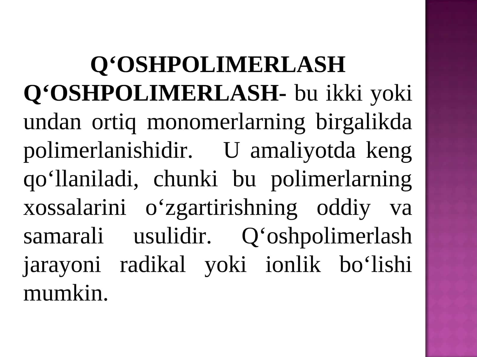 Q‘OSHPOLIMERLASH