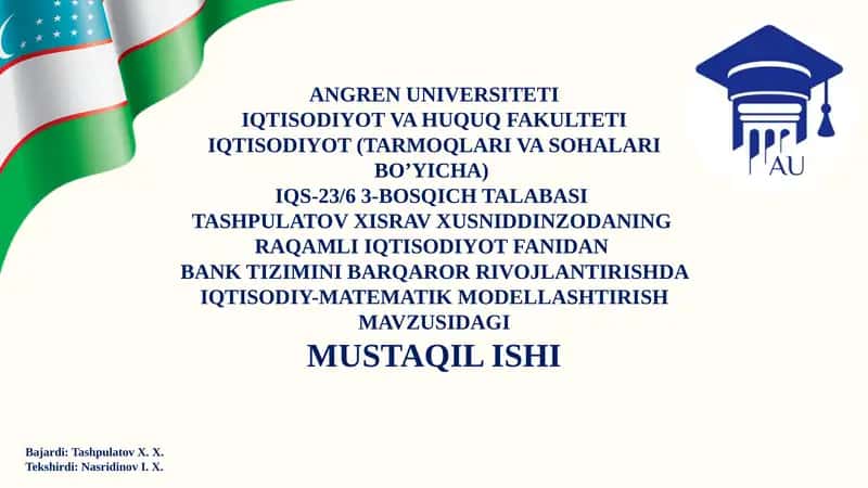 Bank Tizimini Barqaror Rivojlantirishda Iqtisodiy-Matematik Modellashtirish
