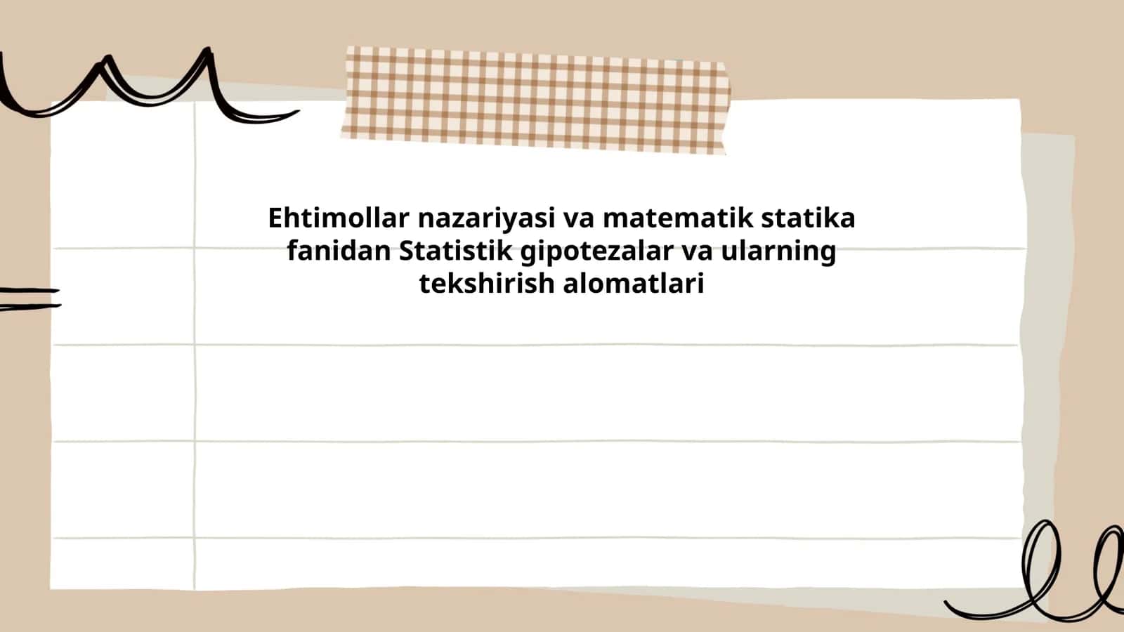 Ehtimollar nazariyasi va matematik statika fanidan Statistik gipotezalar va ularning tekshirish alomatlari