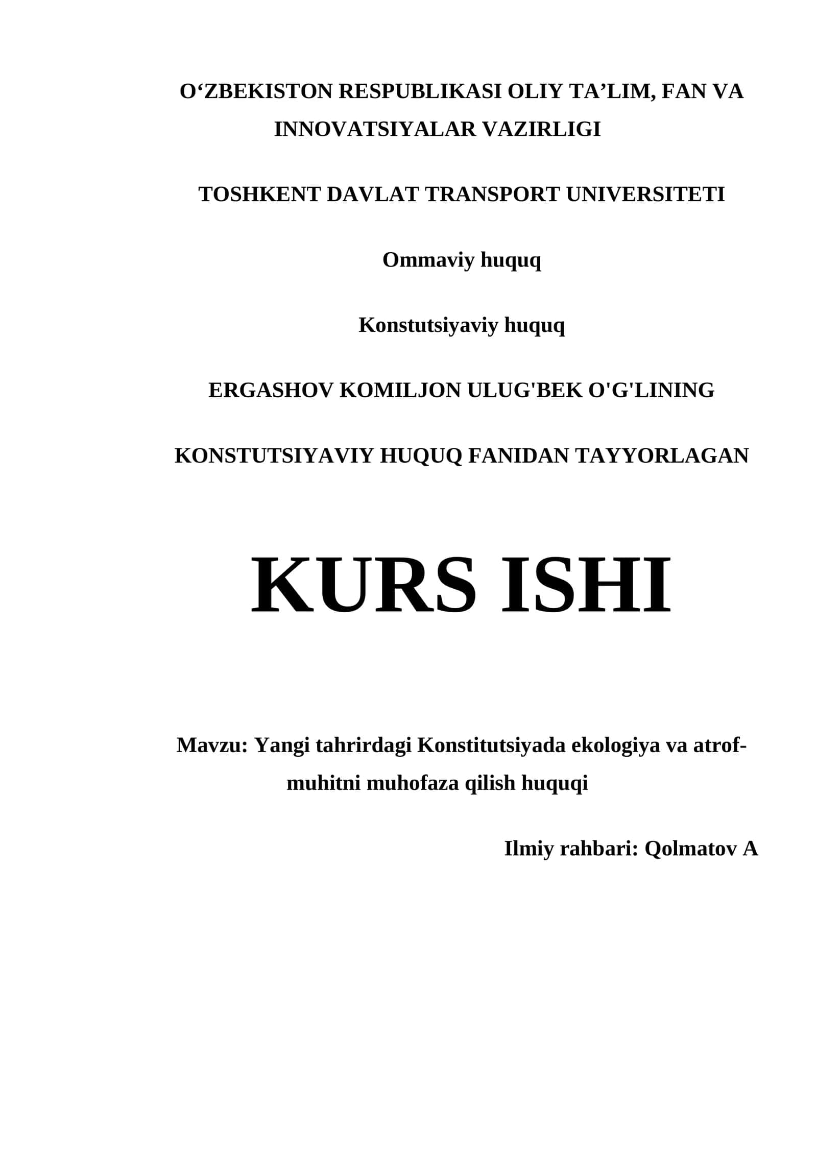 Yangi tahrirdagi Konstitutsiyada ekologiya va atrof-muhitni muhofaza qilish huquqi