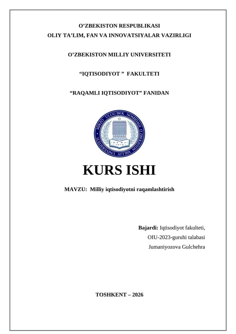 Milliy iqtisodiyotni raqamlashtirish