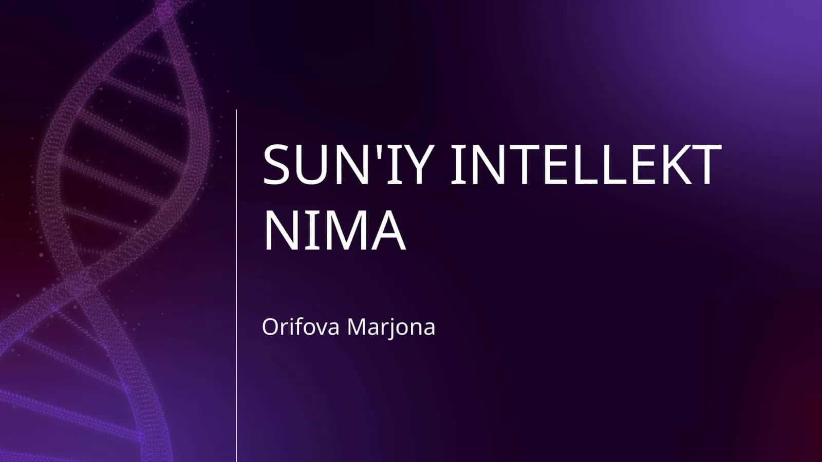 SUN'IY INTELLEKT NIMA