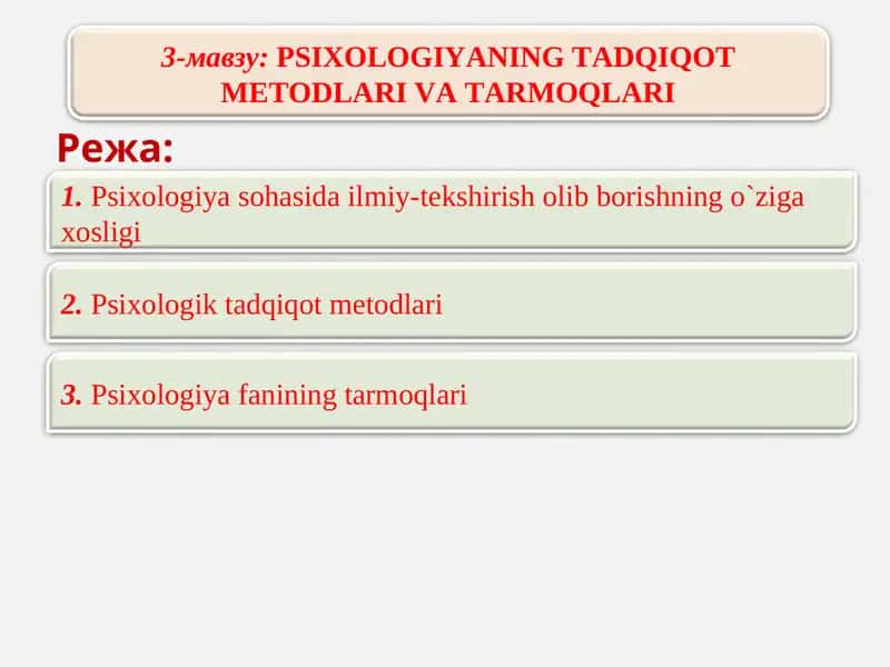 Psixologiya Tadqiqot Metodlari va Tarmoqlari