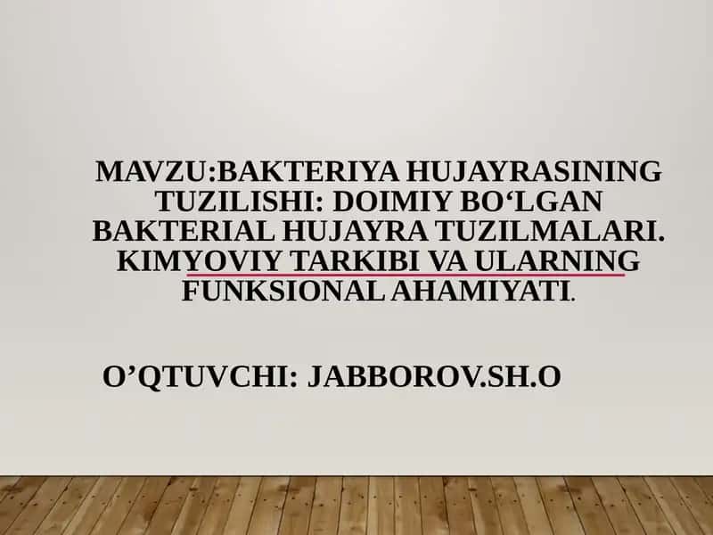 Bakteriyahujayrasiningtuzilishi:doimiybo‘lganbakterialhujayratuzilmalari.Kimyoviytarkibivaularningfunksionalahamiyati