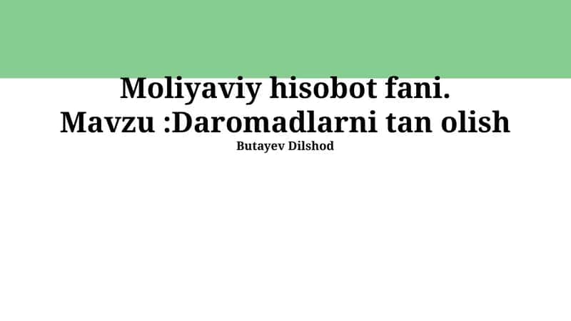 Daromadlarni tan olish