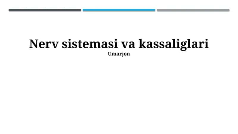 Nerv sistemasi va kassaliglari