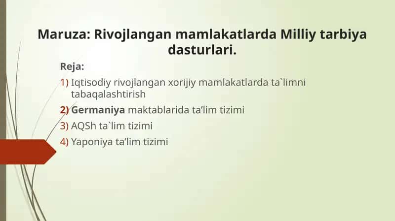 Iqtisodiy rivojlanishda xorijiy mamlakatlarda ta'limni ta'baqalashtirish