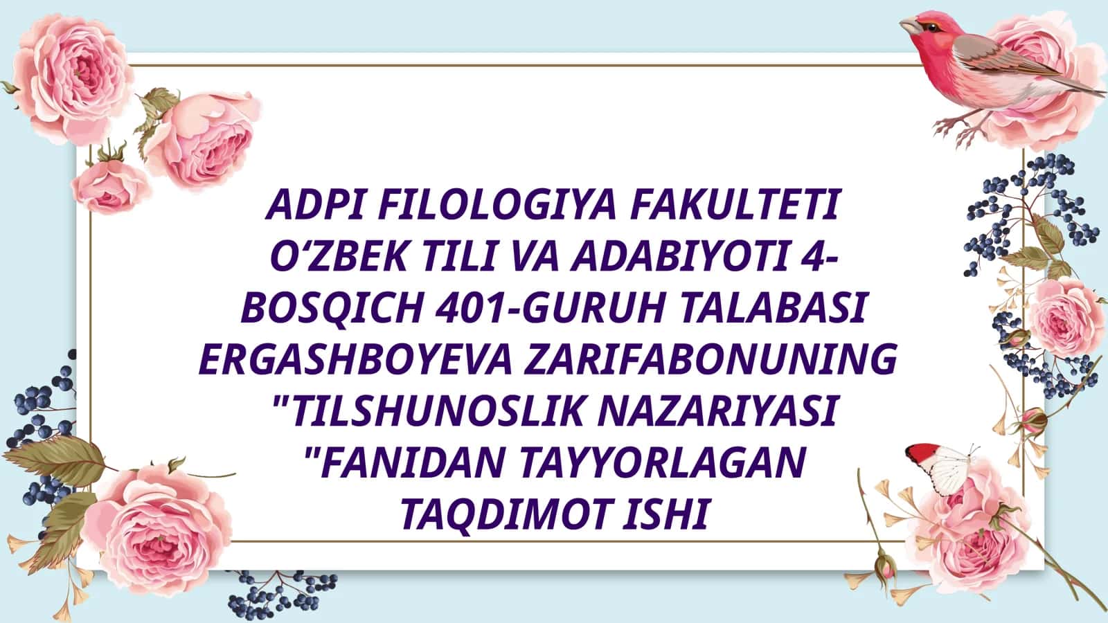 TILSHUNOSLIKNAZARIYASI"FANIDANTAYYORLAGANTAQDIMOTISHI
