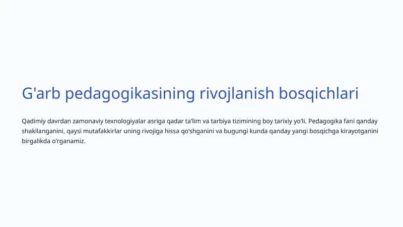 Pedagogika fani tarixi