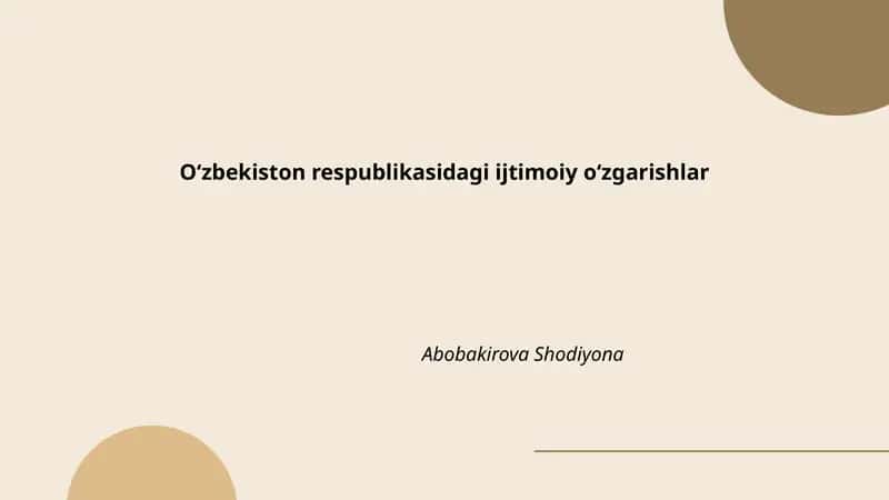 Oʻzbekiston respublikasidagi ijtimoiy oʻzgarishlar