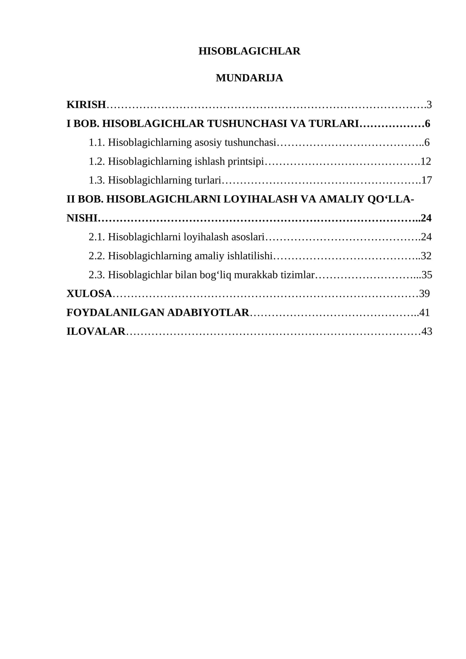 HISOBLAGICHLAR
