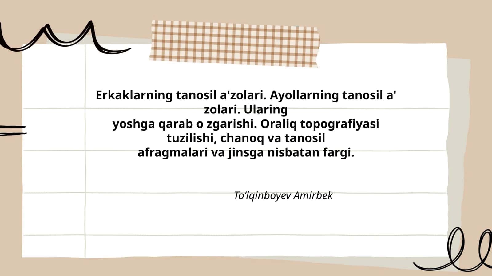 Ularning yoshga qarab o zgarishi. Oraliq topografiyasi tuzilishi