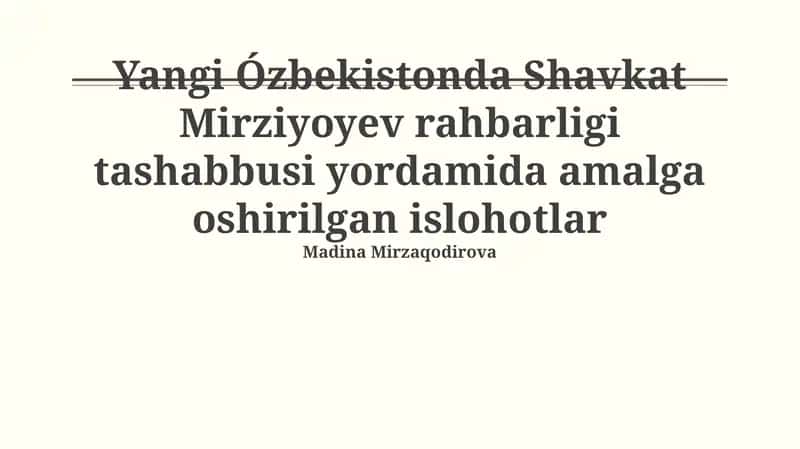 Maʼmuriy islohotlar konsepsiyasi