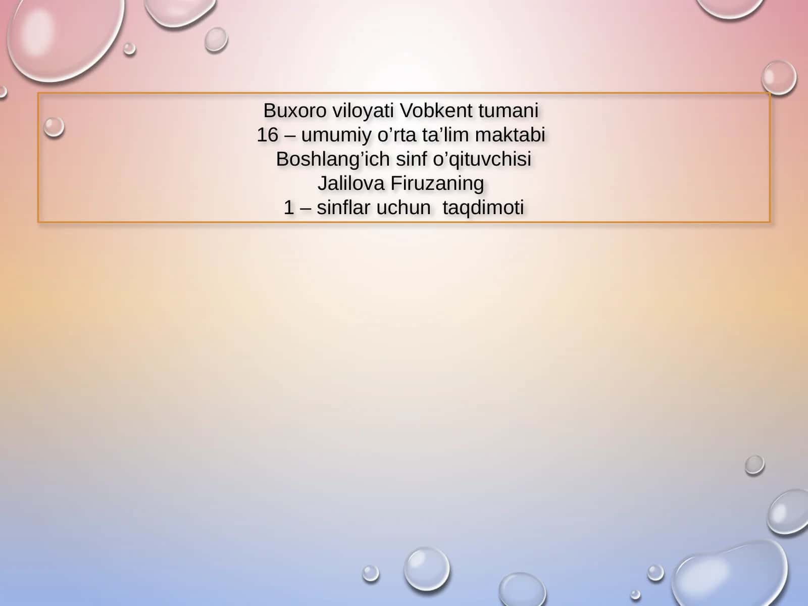 1 – sinflar uchun taqdimoti
