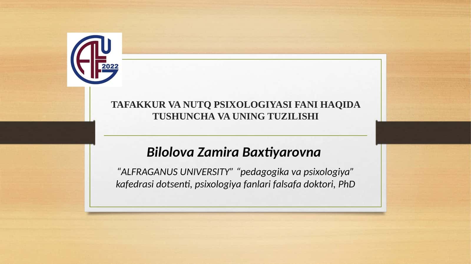TAFAKKUR VA NUTQ PSIXOLOGIYASI FANI HAQIDA TUSHUNCHA VA UNING TUZILISHI