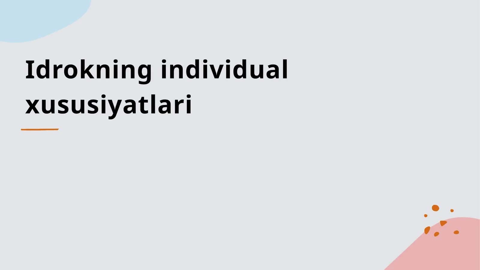 Idrokning individual xususiyatlari