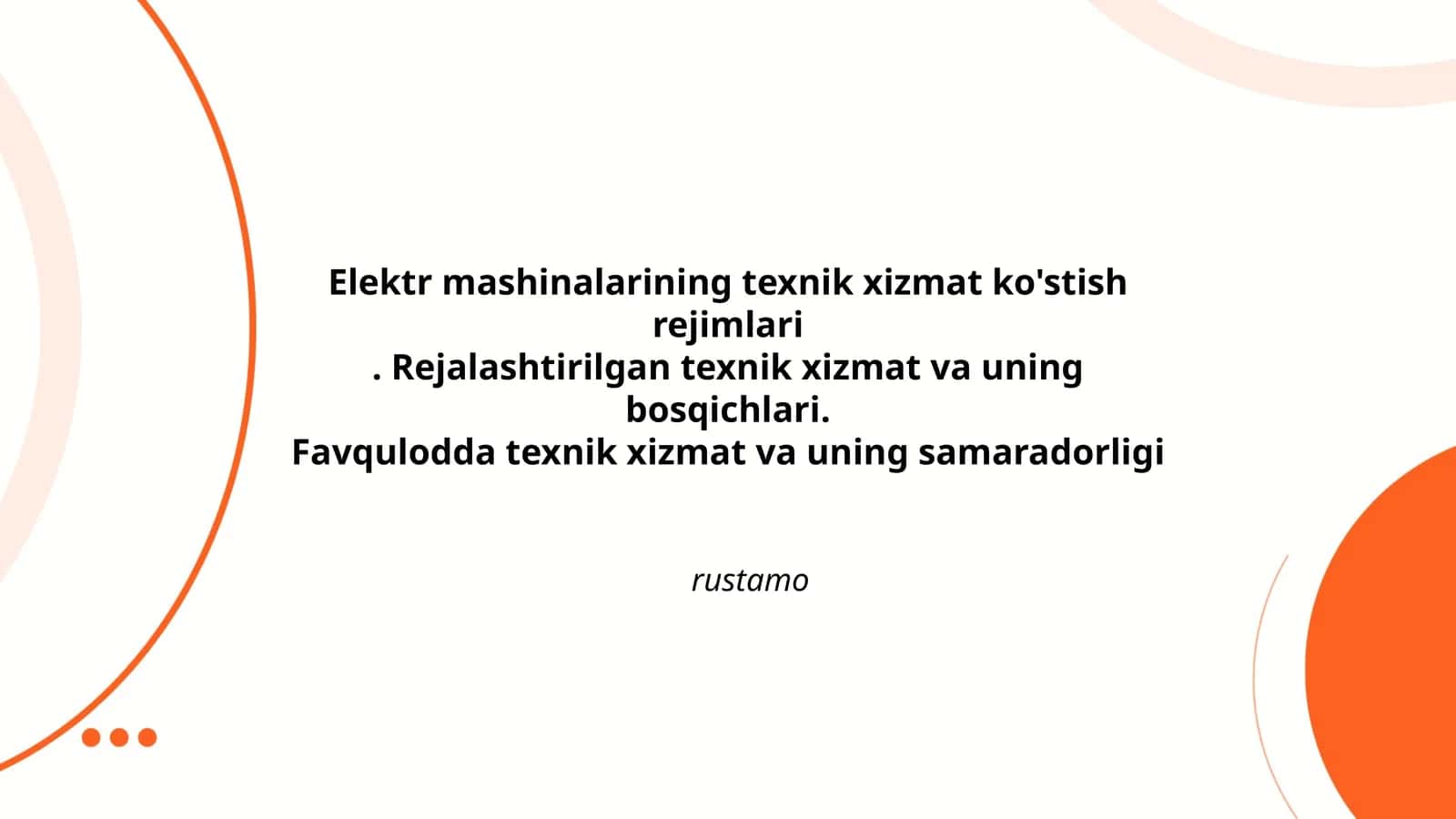 Elektr mashinalarining texnik xizmat ko'rsatish rejimlari