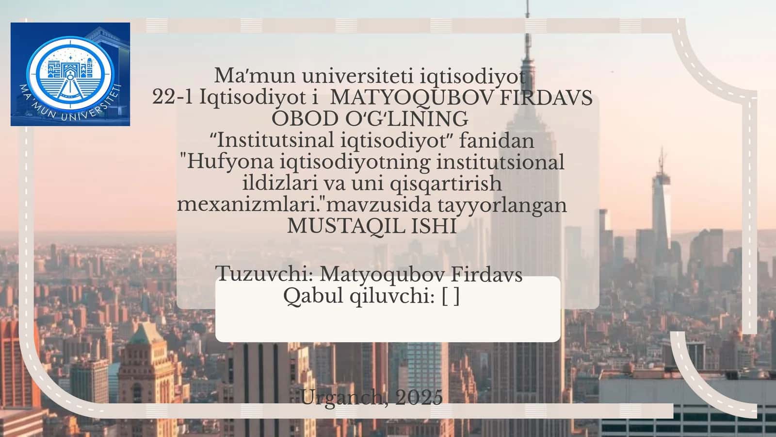 Hufyona iqtisodiyotning institutsional ildizlari va uni qisqartirish mexanizmlari