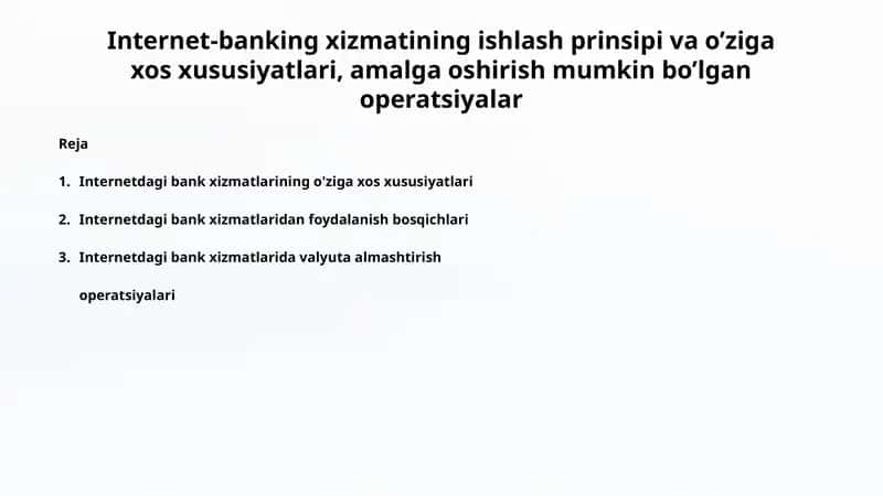 Internet-banking xizmatlari