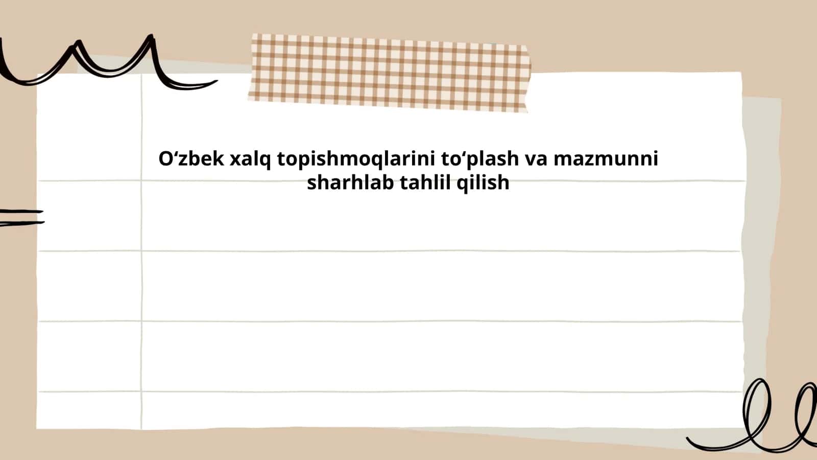 Oʻzbek Xalq Topishmoqlarini Toʻplash va Mazmunni Sharhlab Tahlil Qilish