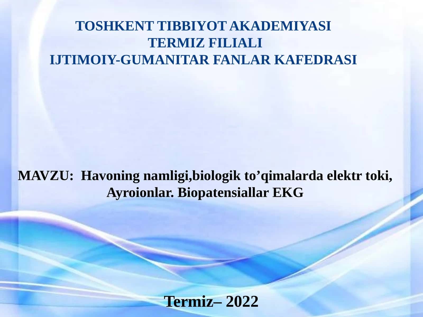 Havoningnamligi, biologik to'qimalar elektrtoki, Ayroionlar. Biopatensiallar EKG