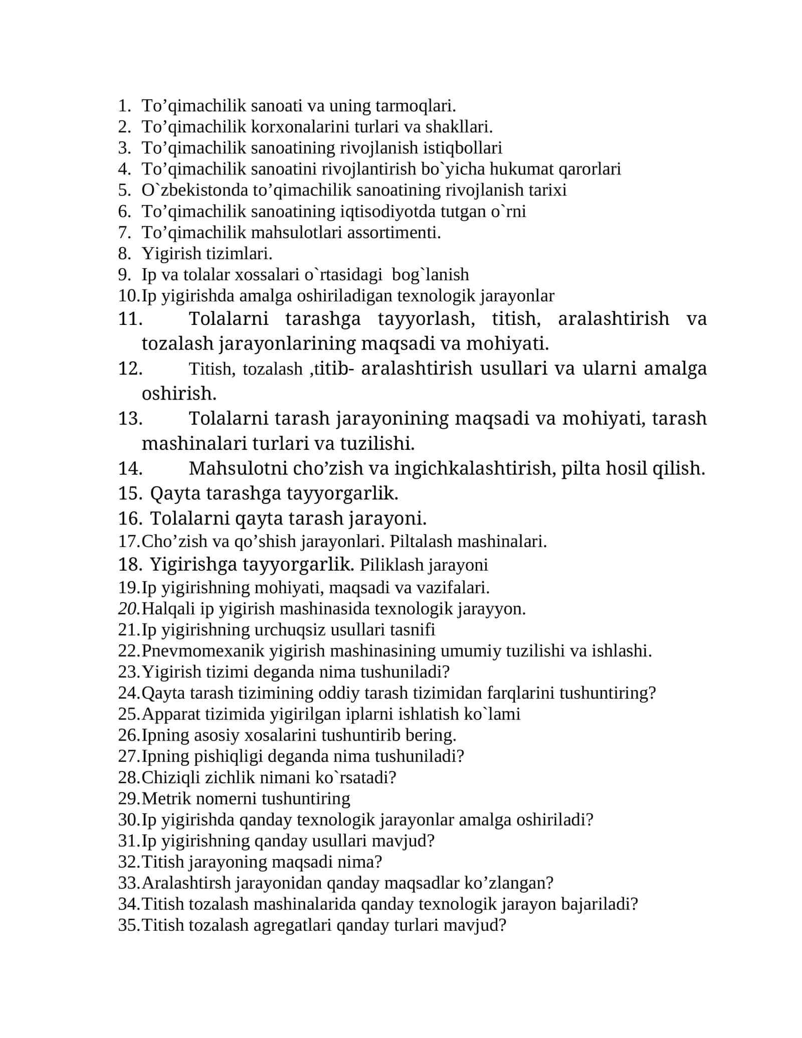 To’qimachilik Sanоati