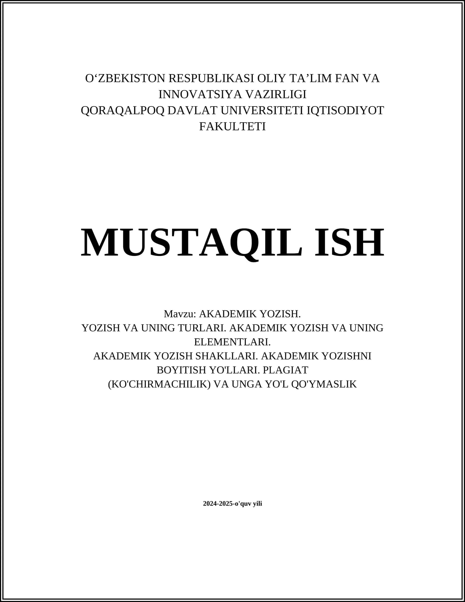 AKADEMIK YOZISH