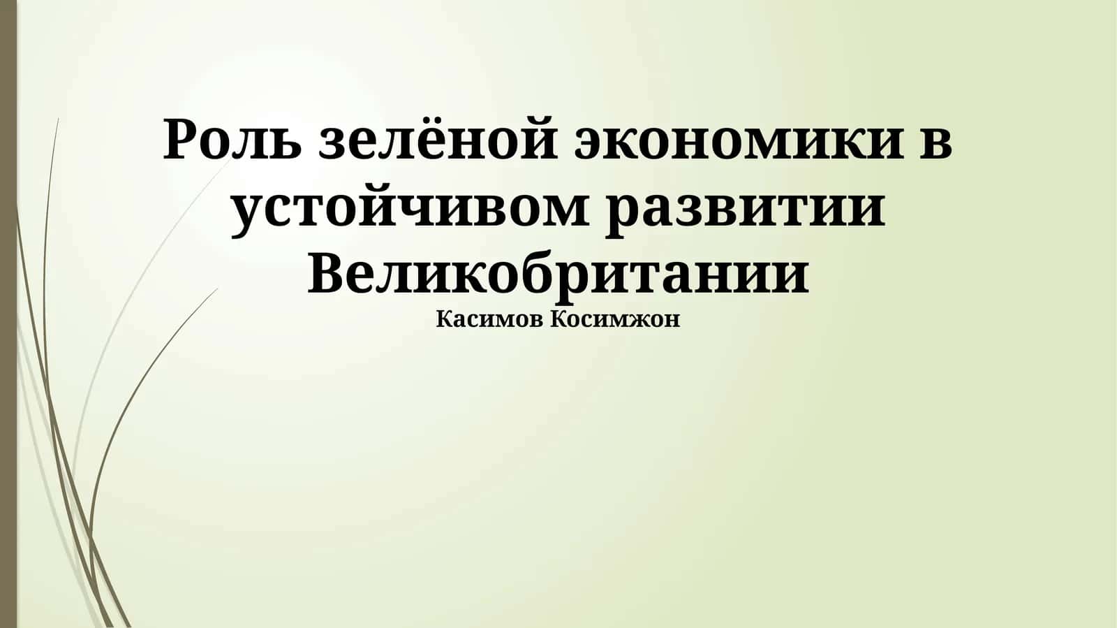 Роль зелёной экономики в устойчивом развитии Великобритании