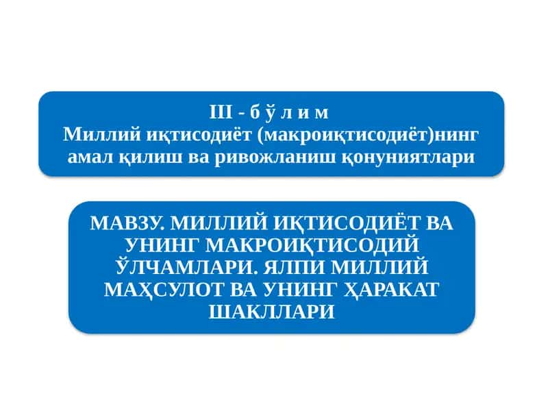Миллийиқтисодиётнинг қарор топишиваунингмакроиқтисодий кўрсаткичлари